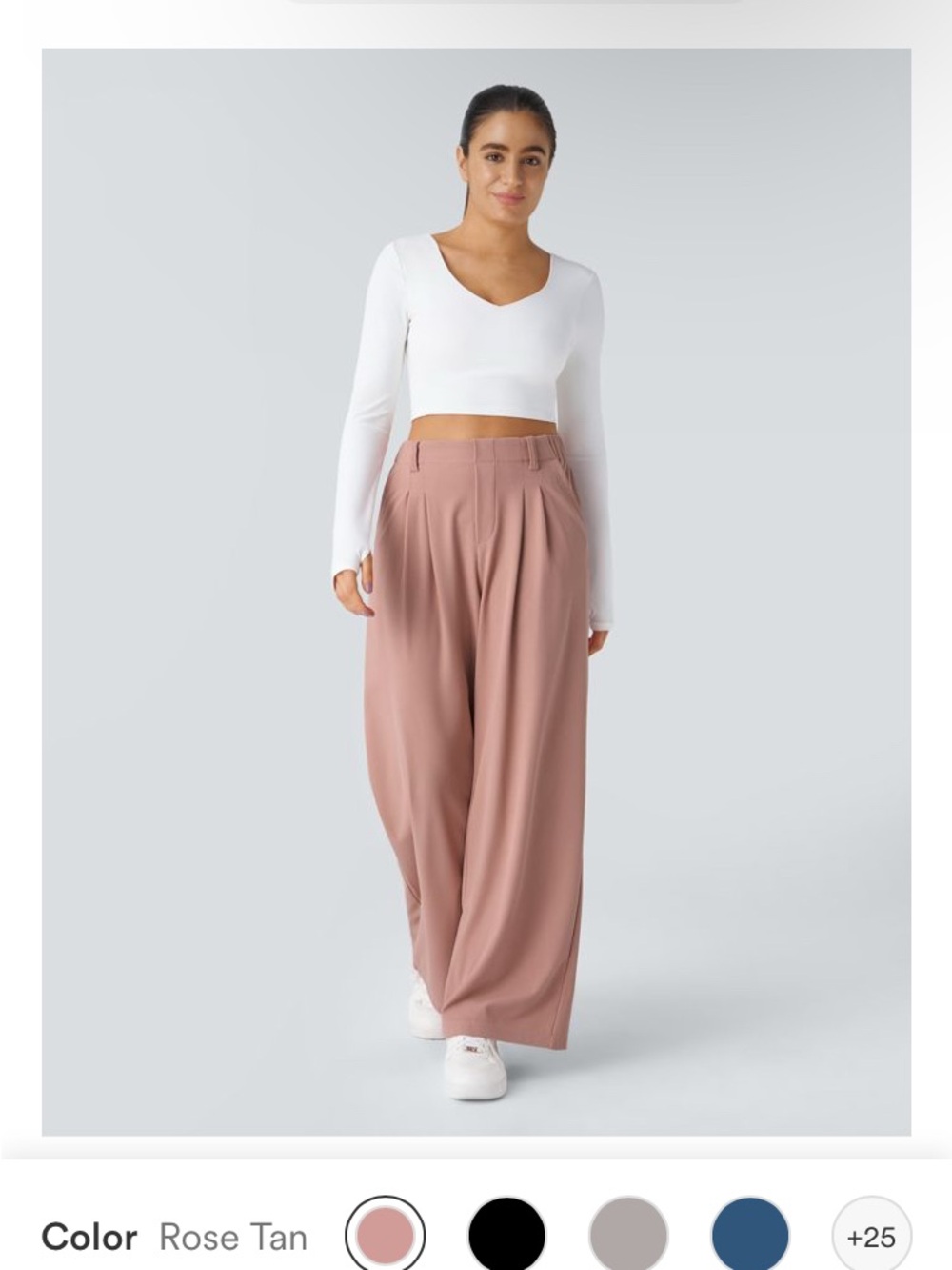 HALARA Wide-Leg High-Waist Pants in Dusty Rose - Picture 3 of 4